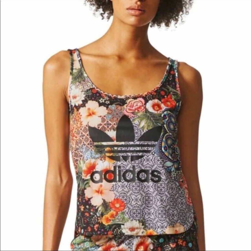 Adidas Floral Multi Print Tank Top Size Small